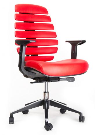 Kancelářská židle Node - Kancelářská židle FISH BONES černý plast, červená kůže