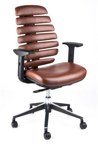 Kancelářská židle Node - Kancelářská židle FISH BONES černý plast, hnědá koženka