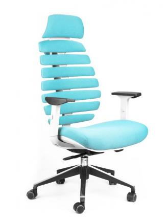 Kancelářská židle Node - Kancelářská židle FISH BONES PDH, šedý plast, tyrkysová látka 26-30