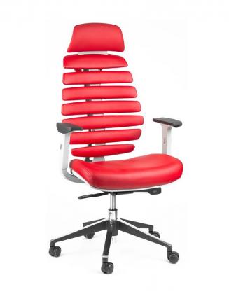 Kancelářská židle Node - Kancelářská židle FISH BONES PDH, šedý plast, červená kůže