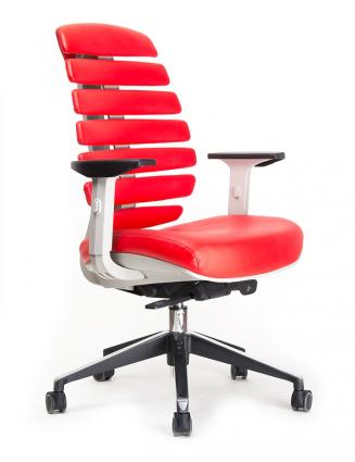 Kancelářská židle Node - Kancelářská židle FISH BONES šedý plast, červená kůže
