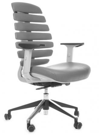 Kancelářská židle Node - Kancelářská židle FISH BONES šedý plast, šedá kůže