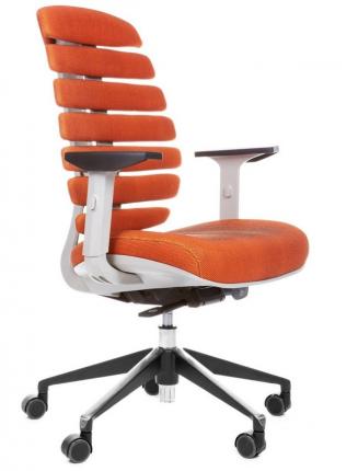 Kancelářská židle Node - Kancelářská židle FISH BONES šedý plast, oranžová látka SH05