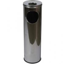  Kovový odpadkový koš Pillar s popelníkem, objem 15 l, lesklý nerez