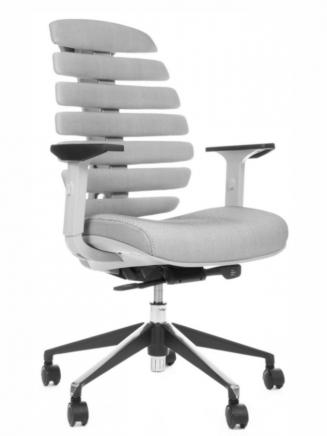 Kancelářské židle Node - Kancelářská židle FISH BONES šedý plast,šedá látka s černou mřížkou SH04
