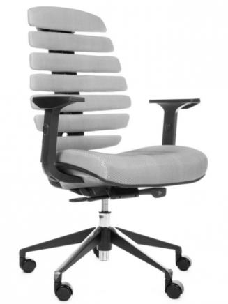 Kancelářské židle Node - Kancelářská židle FISH BONES černý plast, šedá látka s černou mřížkou SH04
