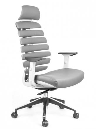 Kancelářské židle Node - Kancelářská židle FISH BONES PDH šedý plast, šedá kůže