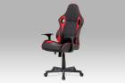  Kancelářská židle - černá ekokůže, červená látka MESH, houpací mech., plastový k
