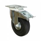  Gumové transportní kolo s přírubou, průměr 125 mm, otočné s brzdou, kluzné ložisko