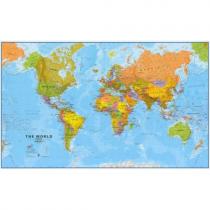 Svět - politická mapa,  195 x 120 cm, hliníkový rám