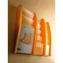 Nástěnný plastový zásobník na prospekty, 4x A4, oranžový