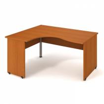 Rohový stůl, zaoblený, hloubka 600/800 mm, pravý, třešeň