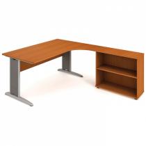 Rohový psací stůl SELECT se skříňkou - délka 1800 mm, levým třešeň