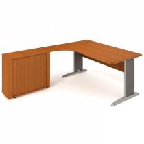 Rohový psací stůl SELECT se skříňkou - délka 1800 mm, pravý, buk