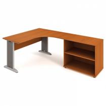 Rohový psací stůl SELECT se skříňkou - délka 1800 mm, levý, třešeň