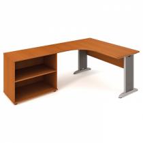 Rohový psací stůl SELECT se skříňkou - délka 1800 mm, pravý, buk