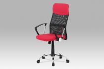  Kancelářská židle, červená látka, černá MESH, houpací mech, kříž kovový