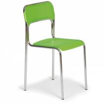 Plastová jídelní židle ASKA, zelená - chromované nohy