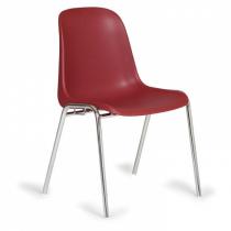 Plastová jídelní židle ELENA, červená - chromované nohy