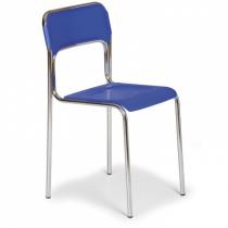 Plastová jídelní židle ASKA, modrá - chromované nohy