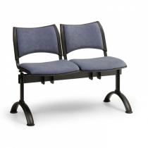 Čalouněná lavice do čekáren SMART, 2-sedák, šedá, černé nohy