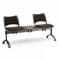 Čalouněná lavice do čekáren SMART, 2-sedák + stolek, šedá, černé nohy