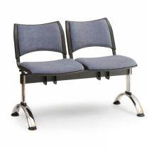 Čalouněná lavice do čekáren SMART, 2-sedák, šedá, chromované nohy