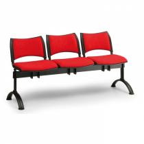 Čalouněná lavice do čekáren SMART, 3-sedák, červená, černé nohy