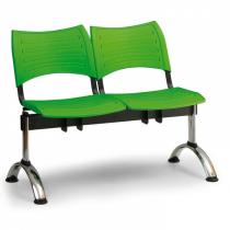 Plastová lavice do čekáren VISIO, 2-sedák, zelená, chromované nohy