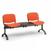 Čalouněná lavice do čekáren VIVA, 2-sedák + stolek, oranžová, černé nohy