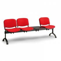 Čalouněná lavice do čekáren VIVA, 3-sedák + stolek, oranžová, černé nohy