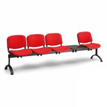 Čalouněná lavice do čekáren VIVA, 4-sedák + stolek, oranžová, černé nohy