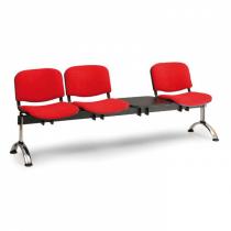 Čalouněná lavice do čekáren VIVA, 3-sedák + stolek, oranžová, chromované nohy