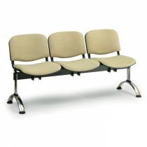 Čalouněná lavice do čekáren VIVA, 3-sedák, zelená, chromované nohy