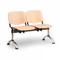 Dřevěná lavice do čekáren ISO, 2-sedák, chrom nohy