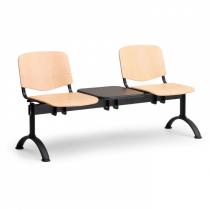 Dřevěná lavice do čekáren ISO, 2-sedák + stolek, černé nohy