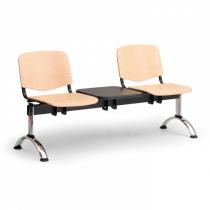 Dřevěná lavice do čekáren ISO, 2-sedák + stolek, chrom nohy