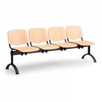 Dřevěná lavice do čekáren ISO, 4-sedák, černé nohy