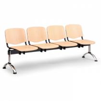 Dřevěná lavice do čekáren ISO, 4-sedák, chrom nohy