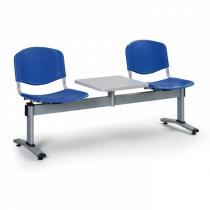 Plastová lavice do čekáren LIVORNO - 2 místa + stolek, modrá
