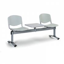 Plastová lavice do čekáren LIVORNO - 2 místa + stolek, šedá