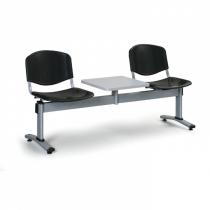 Plastová lavice do čekáren LIVORNO - 2 místa + stolek, černá