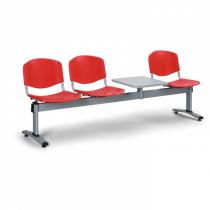 Plastová lavice do čekáren LIVORNO - 3 místa + stolek, červená