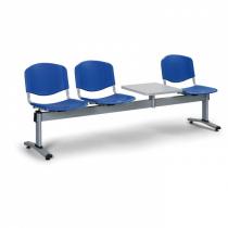 Plastová lavice do čekáren LIVORNO - 3 místa + stolek, modrá