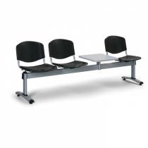 Plastová lavice do čekáren LIVORNO - 3 místa + stolek, černá