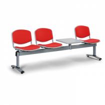 Čalouněné lavice do čekáren, 3-sedák + stolek, červená