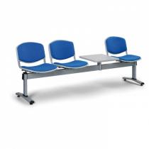 Čalouněné lavice do čekáren, 3-sedák + stolek, modrá