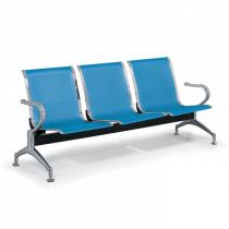 Kovové lavice do čekáren STRONG, 3-sedák, modrá