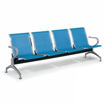 Kovové lavice do čekáren STRONG, 4-sedák, modrá