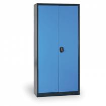Plechová skříň, 1950x920x400 mm, 4 police, antracit/modrá